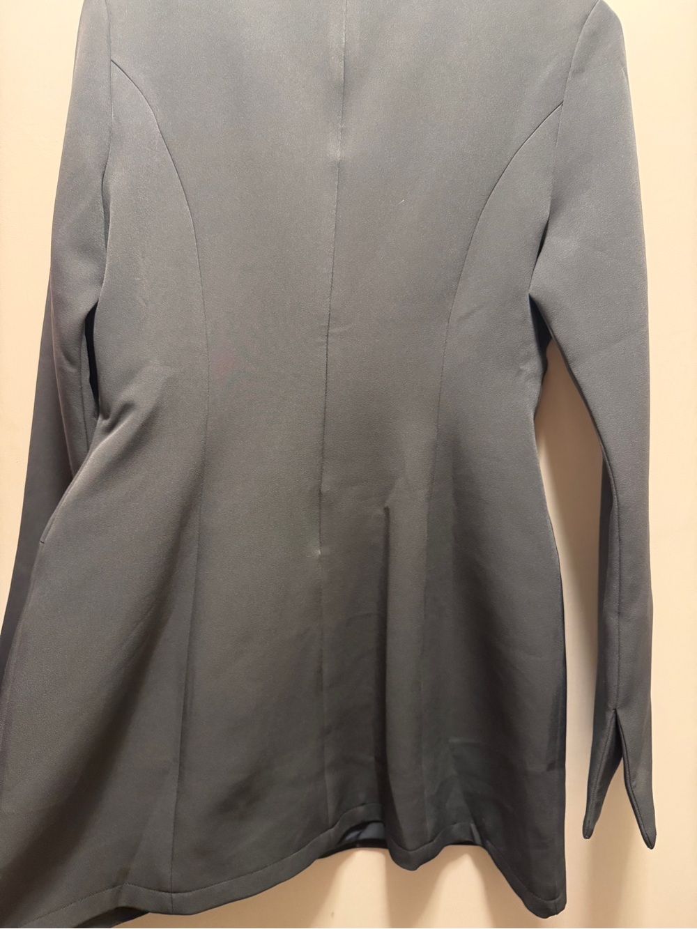 Long-Sleeve A-Line Mini Dress in Charcoal Gray - Picture 4 of 8